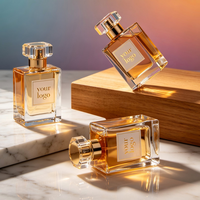 Flacon de parfum en verre coloré élégant 50g 100g 200g avec pompe pulvérisatrice et boîte pour l'emballage et la présentation de cosmétiques