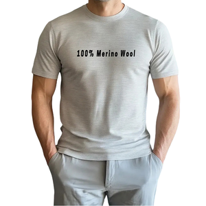 <span class=keywords><strong>Camiseta</strong></span> de Lana Antiolor para Hombre, Corte Regular, Manga Corta, Suave, Transpirable, Deportiva, con Logotipo Personalizado, Tallas Grandes, Certificación GOTS, Ecológica - Product Image 1