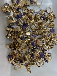 خواتم حجر الجمشت الطبيعي بالجملة ، خاتم عنقودي ، هدية كريستال خام ، جوهرة ، مجوهرات ، حلقة قابلة للتعديل ، ديكور الفم - Product Image 2