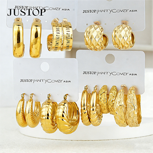 Aros de moda OEM/OEM, impermeables, de acero inoxidable, chapados en oro, hipoalergénicos, proveedor de joyería de moda. - Product Image 3