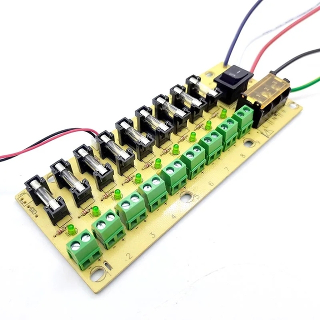 5V 12V 24V DC Power Distribution Terminal Block Electricity Current Wiring LED Switch 9-way PCB Board for CCTV Power Supply Box