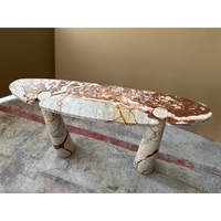 Table console contemporaine à deux pieds en marbre rouge Bulgari, table d'entrée en marbre naturel poli pour couloir et cuisine