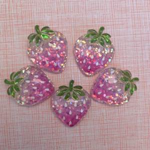 100 pièces de cabochons lumineux en résine, motif <span class=keywords><strong>fraise</strong></span>, peints à la main, à dos plat, pour scrapbooking, accessoires pour épingles à cheveux DIY, décoration intérieure et artisanat - Product Image 2