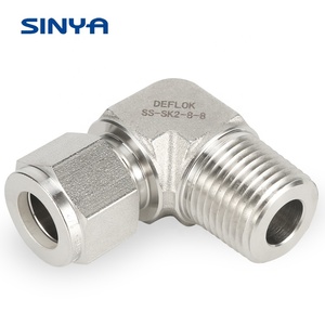 3/8 "OD x 3/8" Nam NPT 316 thép không gỉ nam khuỷu tay nối ống fittingstwin ferrule nén 90 NPT Adapter nhà sản xuất - Product Image 1