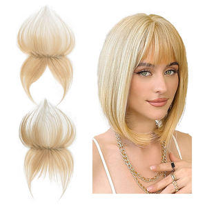 Extensiones de Cabello <span class=keywords><strong>Rubio</strong></span> de Alta Calidad Tipo T 5*7 con Base de Seda y <span class=keywords><strong>Flequillo</strong></span> Francés, Clip para Fijar, Cabello Humano <span class=keywords><strong>Rubio</strong></span> con <span class=keywords><strong>Flequillo</strong></span> - Product Image 5