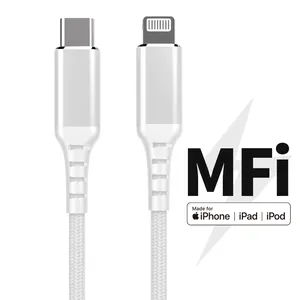 Kabel ponsel asli PD 30W Max pengisian daya Cepat C94 Mfi bersertifikat USB C 8pin kabel dibuat untuk iPhone \ iPod \ iPiad