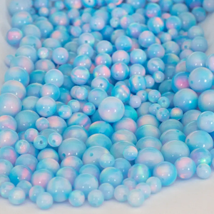Lot de perles percées au centre d'opale éthiopienne bleue avec lot de perles percées lisses de forme ronde de taille multiple à vendre - Product Image 3