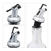 Bouteille carrée en verre de vinaigre d'huile d'olive 150ml 250ml 500ml sans goutte avec bec en acier inoxydable et support de poignée en métal pour la cuisine