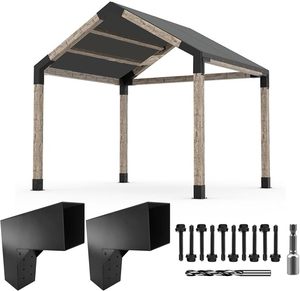 30 °   Kits de supports de pergola inclinés en <span class=keywords><strong>angle</strong></span>, supports de poteaux de toit inclinés en L à 2 voies pour bois de 4 x 4 pouces - Product Image 1