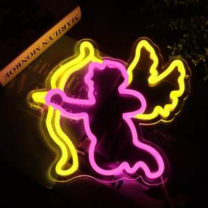 Cupid <span class=keywords><strong>Demon</strong></span> <span class=keywords><strong>Neon</strong></span> Sign Pink Yellow LED Wall Decor para niñas Dormitorio Boda Sala de estar para el Día de San Valentín Navidad Acrílico - Product Image 2