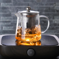 Vente en gros de théière en verre borosilicate résistant à la chaleur, ensemble de tasses à thé en verre transparent