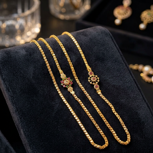 สร้อยคอทองคำขาว 14K 18K 24K ประดับเพชร CZ แบบไมโคร พร้อมโซ่โมปู, สร้อยคอแฟชั่น, เครื่องประดับทองเหลืองชุบทอง 24K ประดับเพชร CZ - Product Image 1