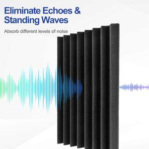 BONNO – 12 panneaux de mousse auto-adhésifs insonorisants, panneaux de mousse acoustique pour réduire le bruit et les échosions - Product Image 4