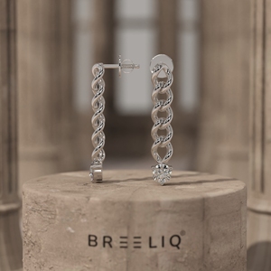 14k Gold Twisted Curb Link Diamond Drop Earrings Elegant Round Cut Diamond Chain Earrings Modern Bold - Product Image 3