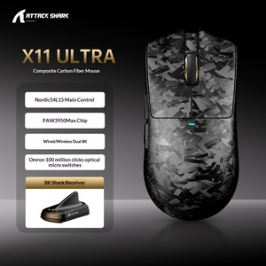 Souris de jeu sans fil Attack <span class=keywords><strong>Shark</strong></span> X11 Ultra 59g en fibre de carbone, triple mode, 8K, PAW3950MAX, 42000 DPI, Omron 100M pour PC Gaming - Product Image 5