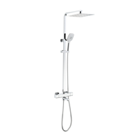 Colonne de douche moderne en acier inoxydable chromé poli à 3 fonctions avec barres coulissantes et jet doux pour appartement – Installation facile