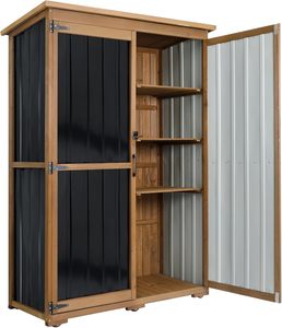 Abri de jardin en bois extérieur grand format SDGS017 avec étagères et toit résistant aux intempéries pour <span class=keywords><strong>garage</strong></span>, patio, cour et jardin - Product Image 3