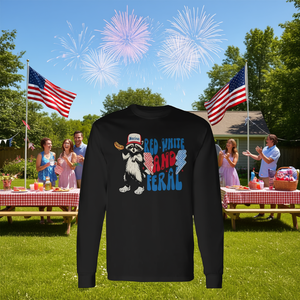 Camiseta de manga larga Raccoon Merica Rock Red White And Feral 4th Of July - Product Image 3