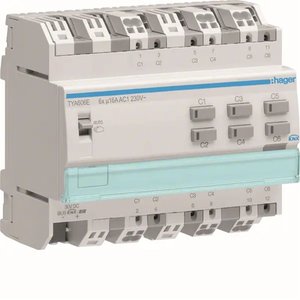 TYA606E compatibile con il modulo KNX Hagers, 6 uscite 16A 230V AC per carichi capacitivi con misurazione della corrente 4M - Product Image 1