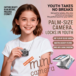 Caméra miniature à porter autour du cou avec mode selfie, enregistrement vidéo 1080P HD, filtres intégrés, objectif rotatif - Product Image 5
