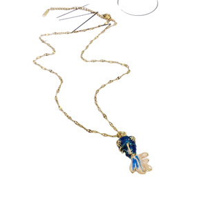 Collier en acier inoxydable fait à la main avec pendentif en forme de petit <span class=keywords><strong>poisson</strong></span> <span class=keywords><strong>rouge</strong></span> traditionnel en os de serpent Koi multicolore exquis - Product Image 6