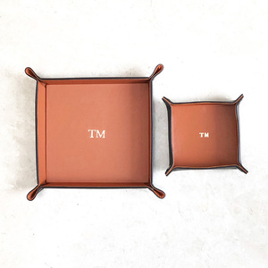 Vegan leather lined jewelry tray storage pu leather office velet tray