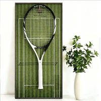 Cadre de présentation de raquette de tennis, décoration murale, boîte à ombre murale avec éclairage pour objets de collection sportifs, fans de tennis