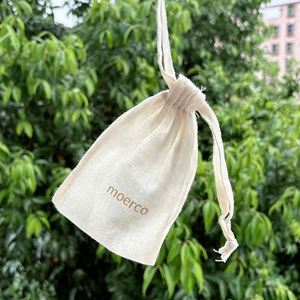 Sac à cordon en coton personnalisé, pochette à bijoux 100% coton, couleur naturelle, pochette anti-poussière avec double cordon - Product Image 2