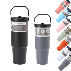 30 OZ Plastic Tumbler Straw Vacuum Insulated Bottle Children Gym <b>Reusable</b> Travel <b>Cup</b> Leak Resistant Flip Boiling Direct Drinking - Product Image 1