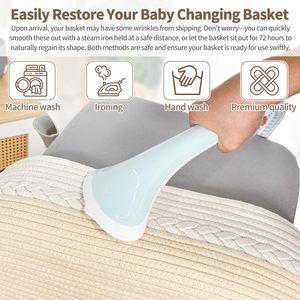 Cesta plegable de Moisés para bebé, cuerda de algodón 100%, pañal de bebé Beige personalizado, cesta de cambio de bebé para recién nacido con colchón - Product Image 6
