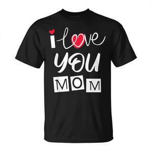 T-shirt I Love You Mom Mother en coton noir unisexe taille adulte S M L XL XXL - Product Image 2