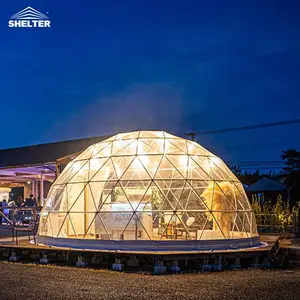 Tenda de cupula Round Hote Haus im Freien Luxus PVC Fertighaus Geo Glamping Öko Geodätische Geodome Iglu Kuppel Zelt