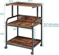 Support d'imprimante réglable à 3 niveaux, étagère de rangement en métal avec roulettes, organisation pour la maison, le bureau, la cuisine et la salle de bain
