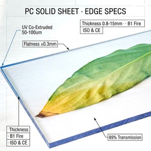 Pannelli <span class=keywords><strong>Trasparenti</strong></span> in Policarbonato PC <span class=keywords><strong>per</strong></span> Tetti, <span class=keywords><strong>Lastre</strong></span> Solide da 4mm 5mm 6mm - Product Image 4