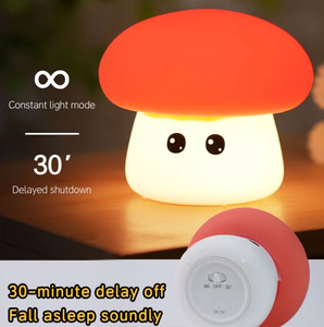 Cute gift Mushroom Soft Silicone LED Night <b>Light</b> girls bedside lamp USB Rechargeable Kids <b>Nursery</b> Lamp with Timer - Product Image 3