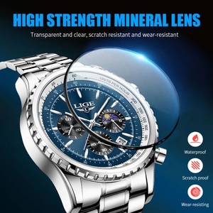 Montre à quartz multifonction pour homme, sport, affaires, lumineuse, étanche, chronographe, phase de lune, cadran en acier inoxydable, calendrier - Product Image 3