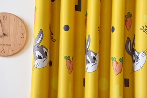 Fournisseur de rideaux en Chine, prix bas, rideaux pour enfants personnalisés, imprimés de dessins animés mignons, jaunes, avec des lapins - Product Image 3
