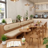Ensemble de mobilier de style crème pour salon de thé, table, chaise, banquette, comptoir de bar, aménagement commercial pour magasin de boissons, pâtisserie
