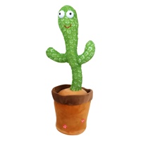 Jouet en peluche Cactus Rouge Cyber Dansant, Chantant et Torsadant, Rembourré en Coton PP, 31-50cm, Lumières LED, Interactif, Musical, Électronique, pour Fête