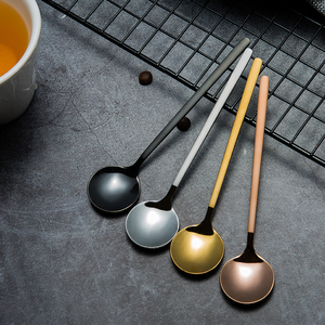 Nueva Taza de Metal Creativa de Acero Inoxidable 304 de 2026 con Cuchara de Café de Mango Largo y Bonito de 13cm, 15cm, 17cm en Plata, Oro Rosa y Negro - Product Image 4