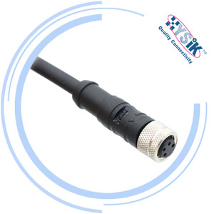 M8 kabel Overmolding dengan konektor 4 tiang Solder Pigtal memimpin wadah Panel melingkar pengodean dan korset - Product Image 5