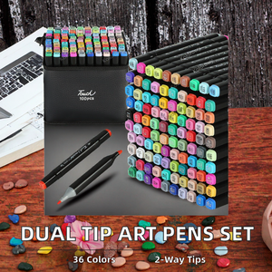 Nouvel ensemble de peinture acrylique portable DIY, marqueurs à double pointe pour la couleur des affiches, pour la créativité, 36 couleurs de marqueurs d'art - Product Image 3