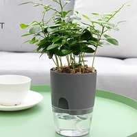 Pot de fleurs double couche Pot de fleurs en plastique paresseux Panier de jardinage en corde de coton Pot de plantes d'arrosage avec orifice d'injection