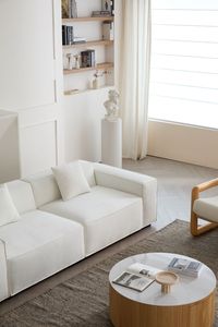 Tavolino da Caffè Rotondo Moderno Voxhome in Marmo Intagliato con Design Elegante in Legno e Stile Pannello per Arredamento Casa - Product Image 5