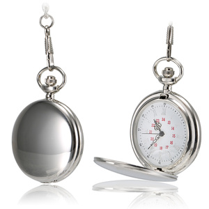 <span class=keywords><strong>Montre</strong></span> de poche à Quartz pour hommes et femmes, cadran à chiffres romains, boîtier argenté avec chaîne, 1 pièce - Product Image 3