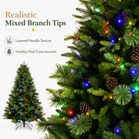 Guirlandes lumineuses pour sapin de Noël, à brancher, intérieur, LED rouge et verte, pré-éclairées sur un sapin de Noël décoré pour une décoration traditionnelle des fêtes