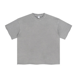 Camiseta personalizada estilo vintage, lavada, lisa, 305G, algodón puro, de peso pesado, fabricación de camisetas con logo impreso DTG personalizado. - Product Image 3