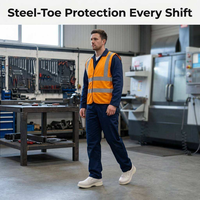 Bottes de sécurité basses pour hommes en cuir microfibre léger, pour le travail en usine et la construction, avec embout en acier et protection anti-perforation, effet peau de litchi