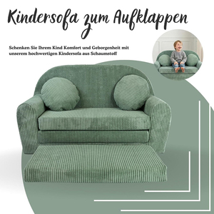 Canapé-lit pliable en velours côtelé pour enfants, 2 places, avec coussins, pour coin lecture, fabrication OEM - Product Image 1