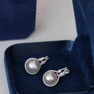 Accesorios de Plata S925 para DIY con Perlas, Bandeja Vacía Edición Ligera para Perlas de 12-13mm, Broche para Oreja para Joyería 21800 - Product Image 4